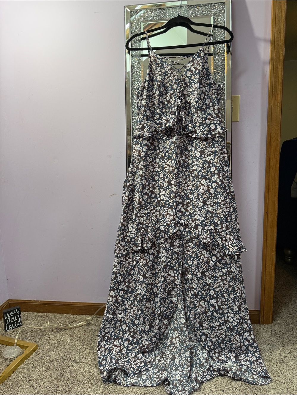 Gianni Bini Navy Floral Print Maxi Dress